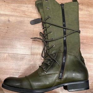 J75  Knee high Boots Men's Shoes US 9.5 Army Green